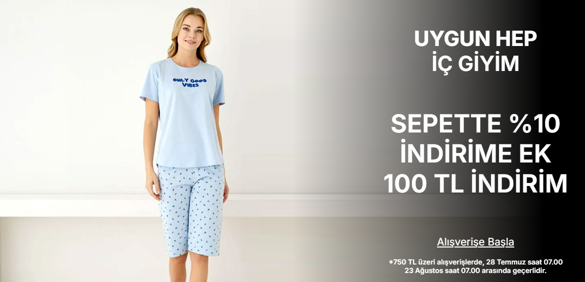 UYGUNHEP %10 İndirime ek 750 tl üstü 100 tl indiirm