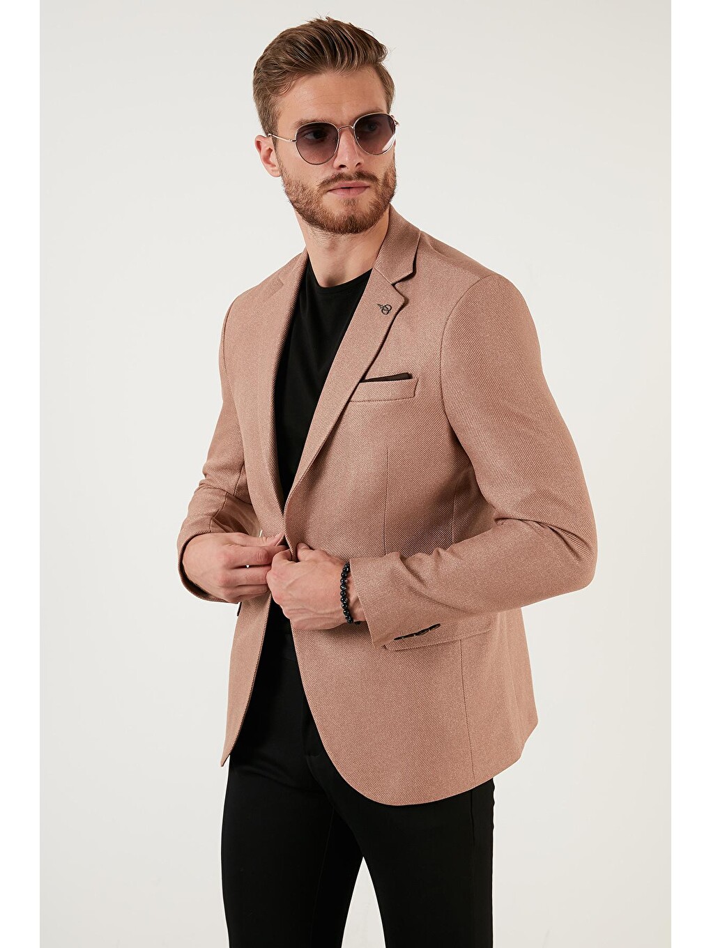 Bej Tek Yırtmaçlı Düğmeli Blazer Ceket 2163763