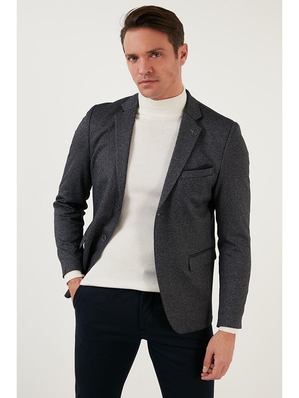 Lacivert Buratti Regular Fit 6 Drop Tek Yırtmaçlı Blazer Ceket Erkek CEKET 216FASERA-1