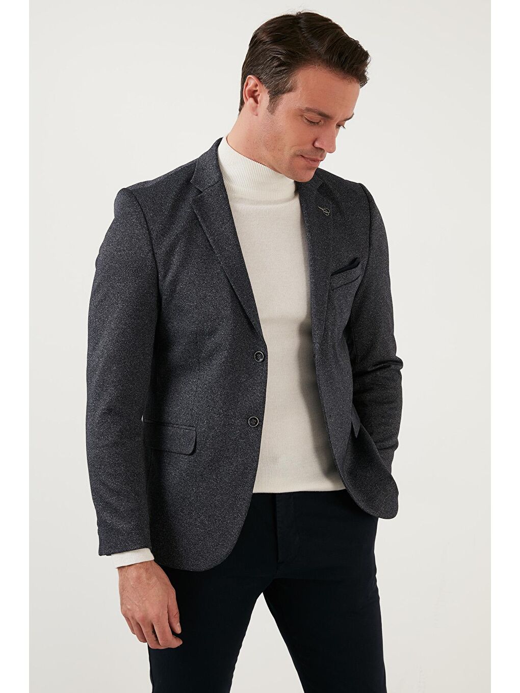 Lacivert Buratti Regular Fit 6 Drop Tek Yırtmaçlı Blazer Ceket Erkek CEKET 216FASERA-2