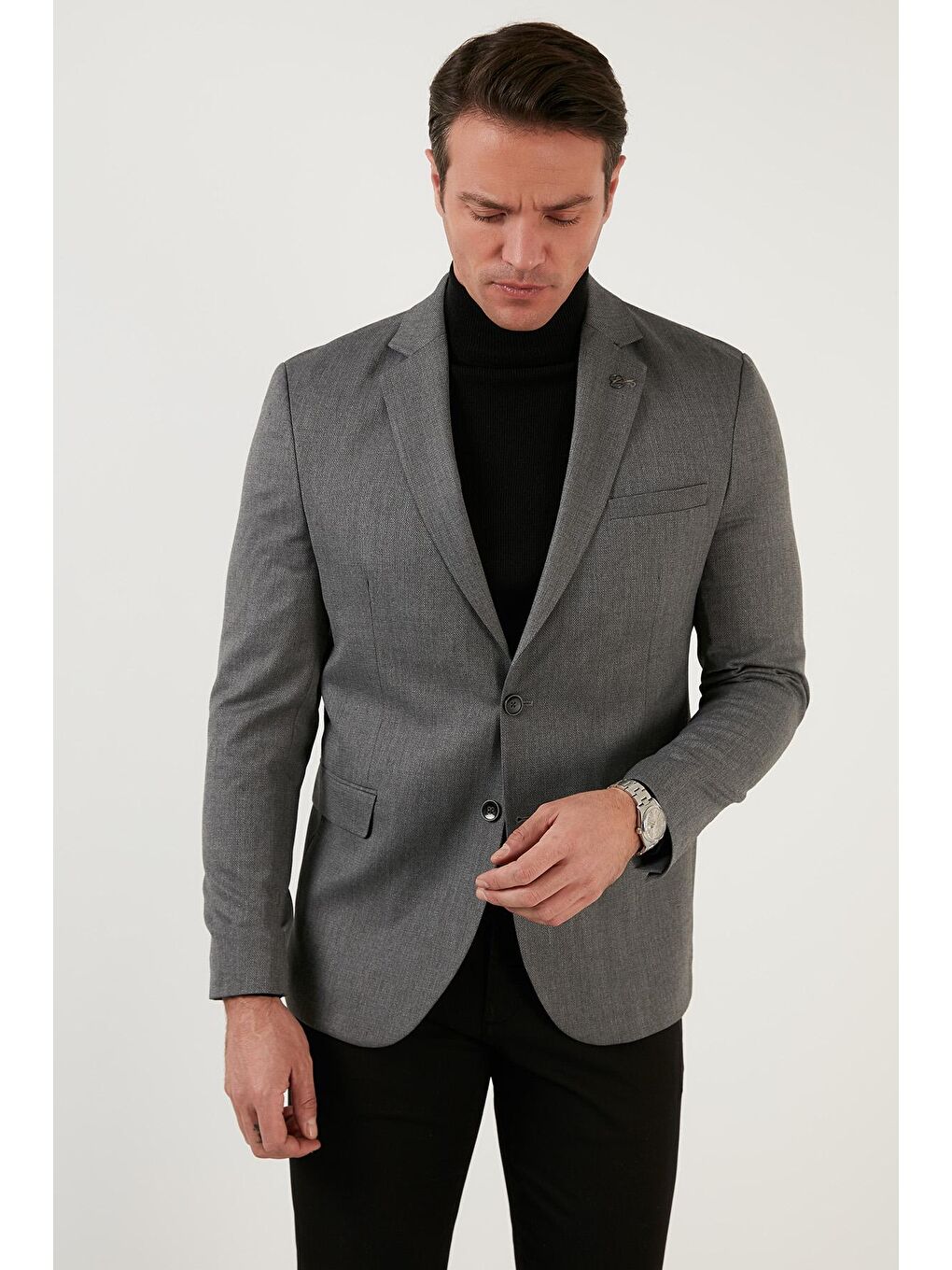 Gri Slim Fit 6 Drop Çift Yırtmaçlı Blazer Erkek Ceket 216SERARDO-3