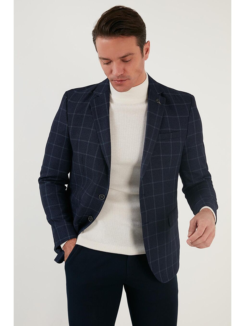 Lacivert Regular Fit 6 Drop Çift Yırtmaçlı Blazer Ceket Erkek CEKET 216VASCONEW