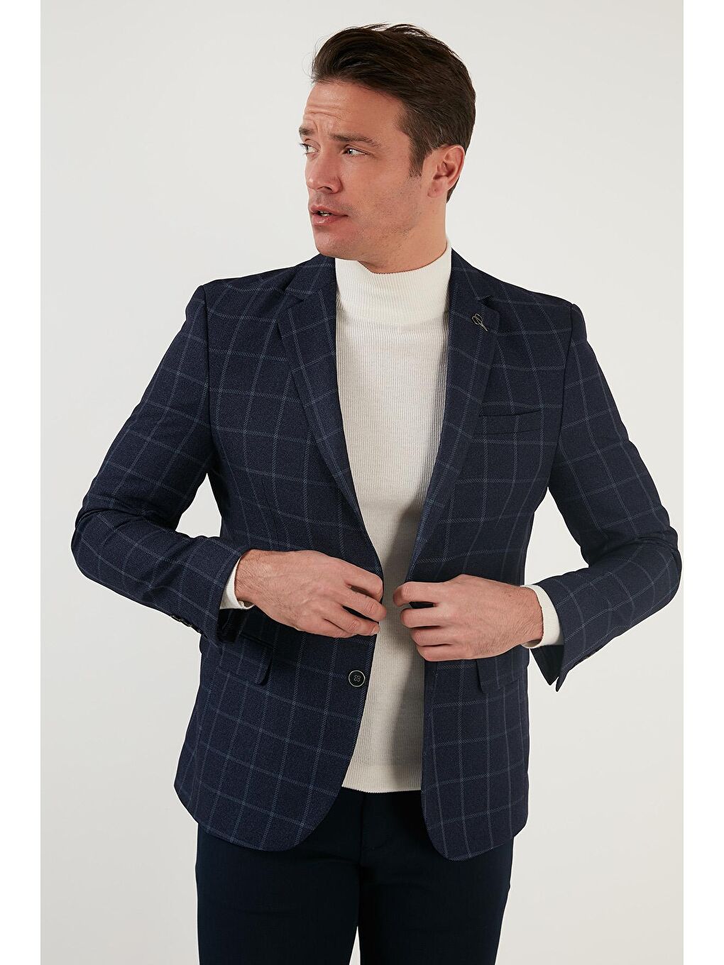 Lacivert Regular Fit 6 Drop Çift Yırtmaçlı Blazer Ceket Erkek CEKET 216VASCONEW-3