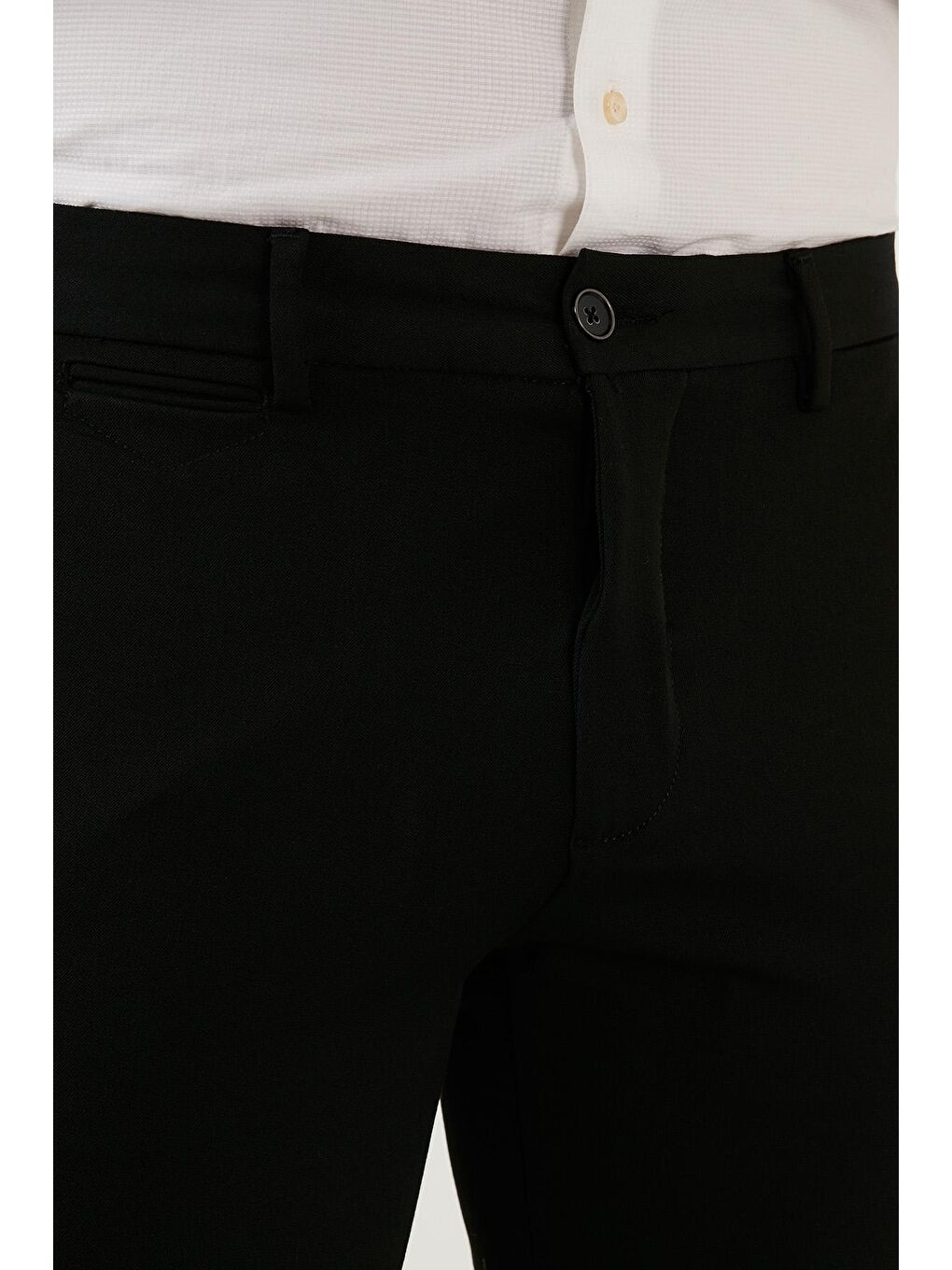 Siyah Pamuklu Normal Bel Slim Fit Dar Paça Erkek Pantolon 216ZAMINO-4