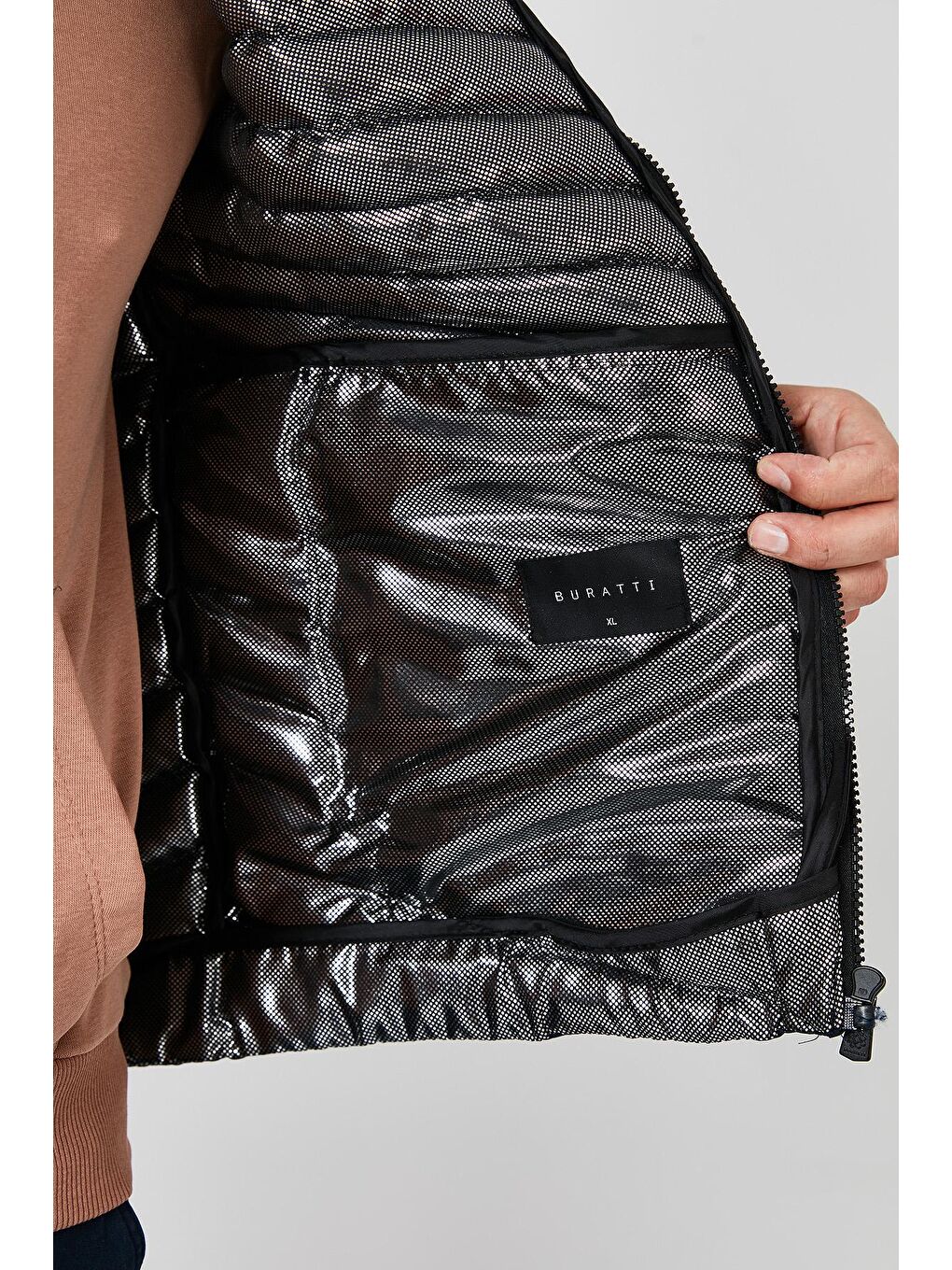 Lacivert Fermuarlı Dik Yaka Kapitone Şişme Erkek Yelek 5852004-3