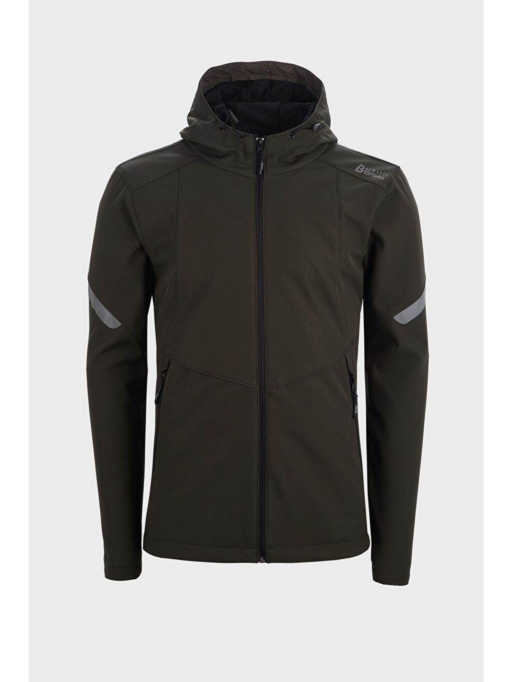 Haki Slim Fit Suya ve Rüzgara Dayanıklı Soft Shell Kapüşonlu Mont 5855070