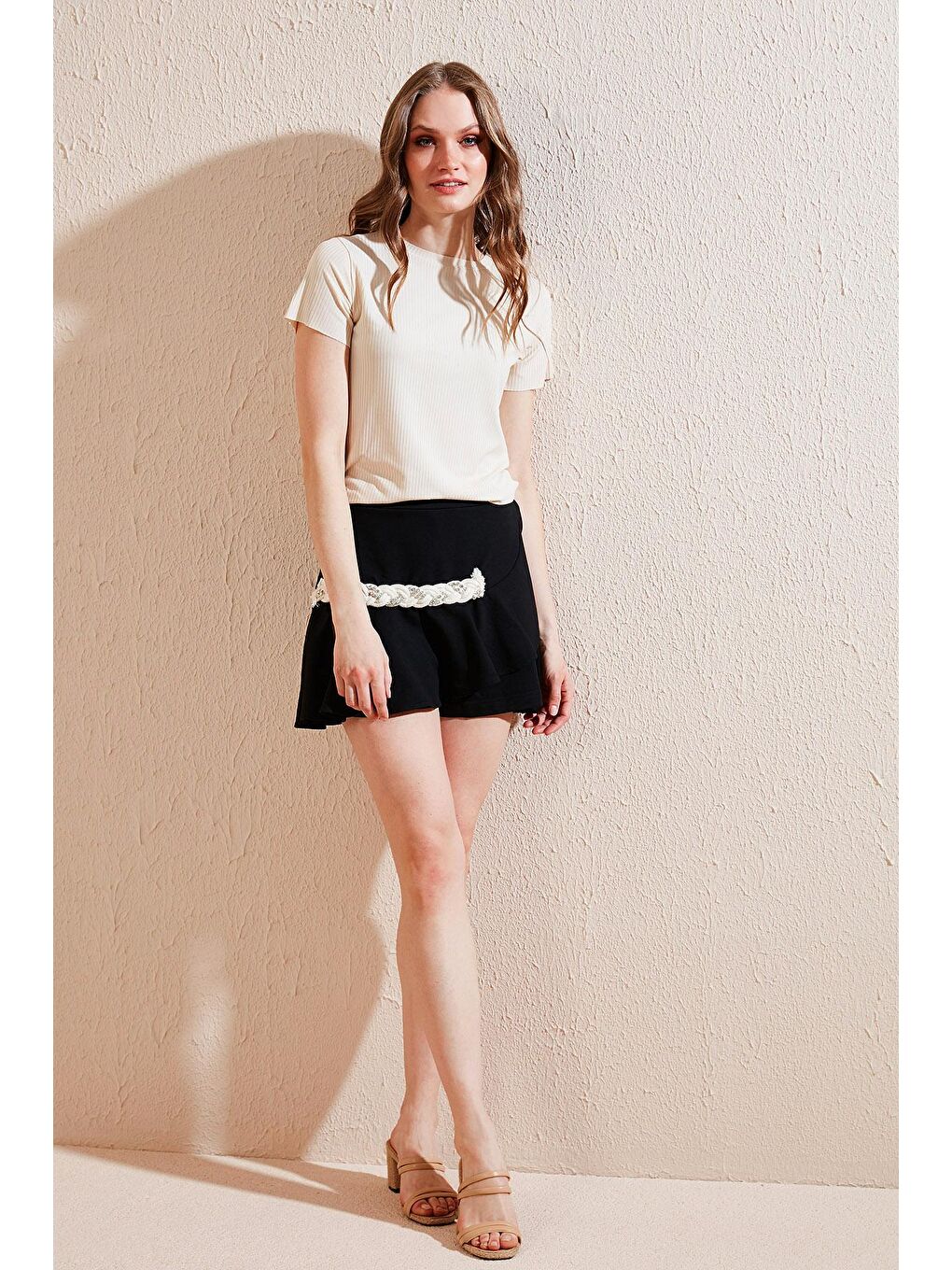 Gri Bisiklet Yaka Yırtmaç Detaylı Bluz 5863431-2