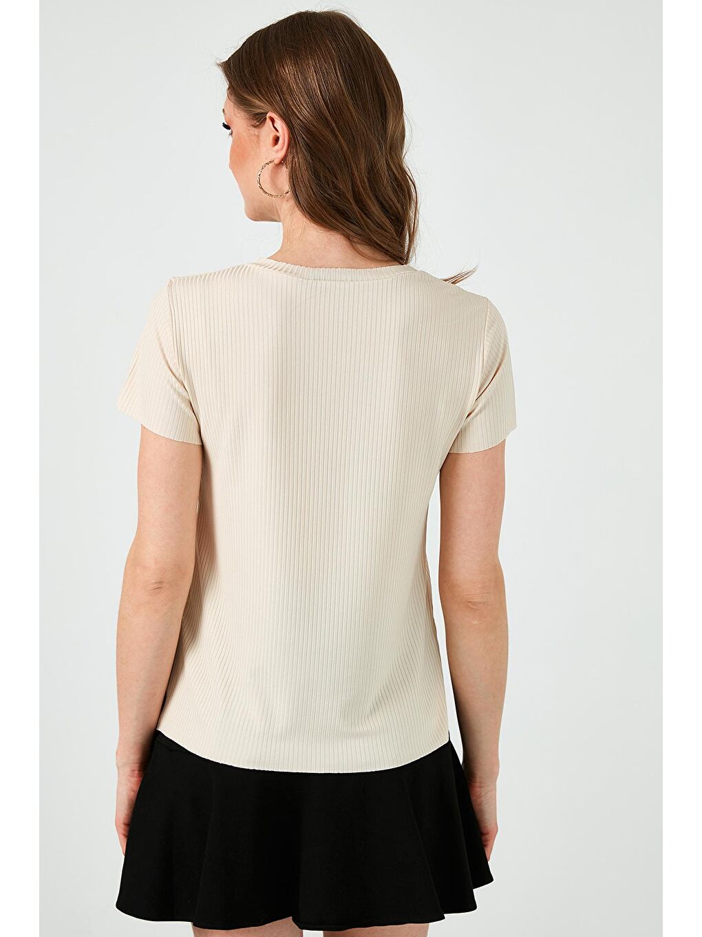 Gri Bisiklet Yaka Yırtmaç Detaylı Bluz 5863431-4