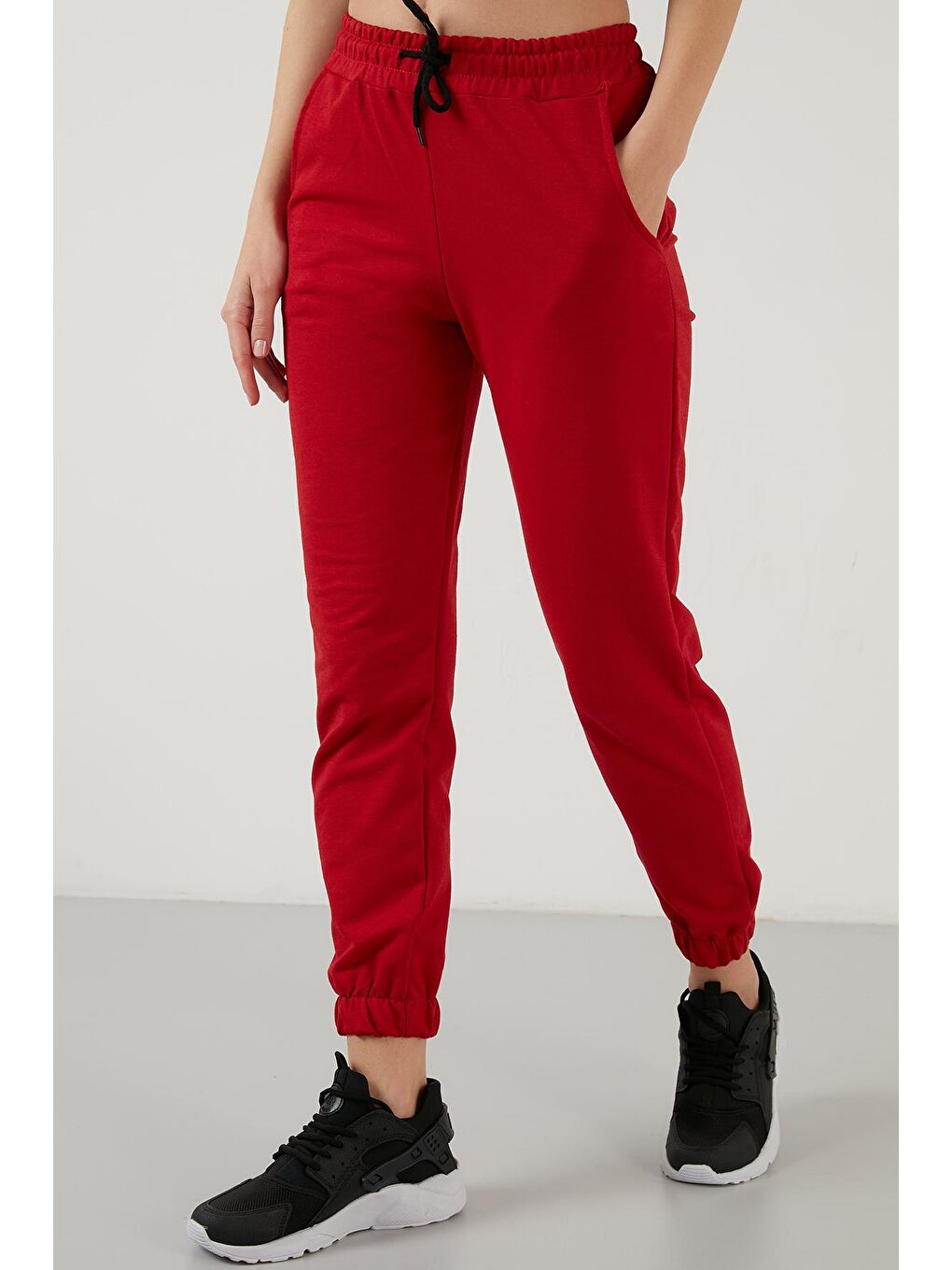 Kırmızı Pamuklu Beli Ve Paçası Lastikli Basic Jogger Eşofman Altı 5864171-2