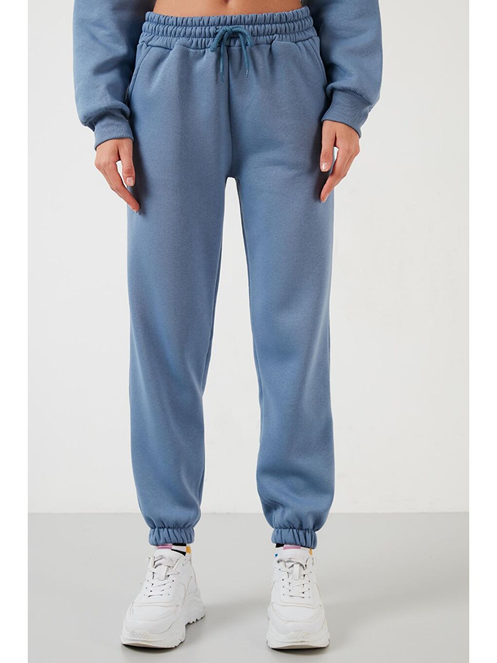 Mavi Bisiklet Yaka Pamuklu Cepli Crop Spor Takım 5864276-2