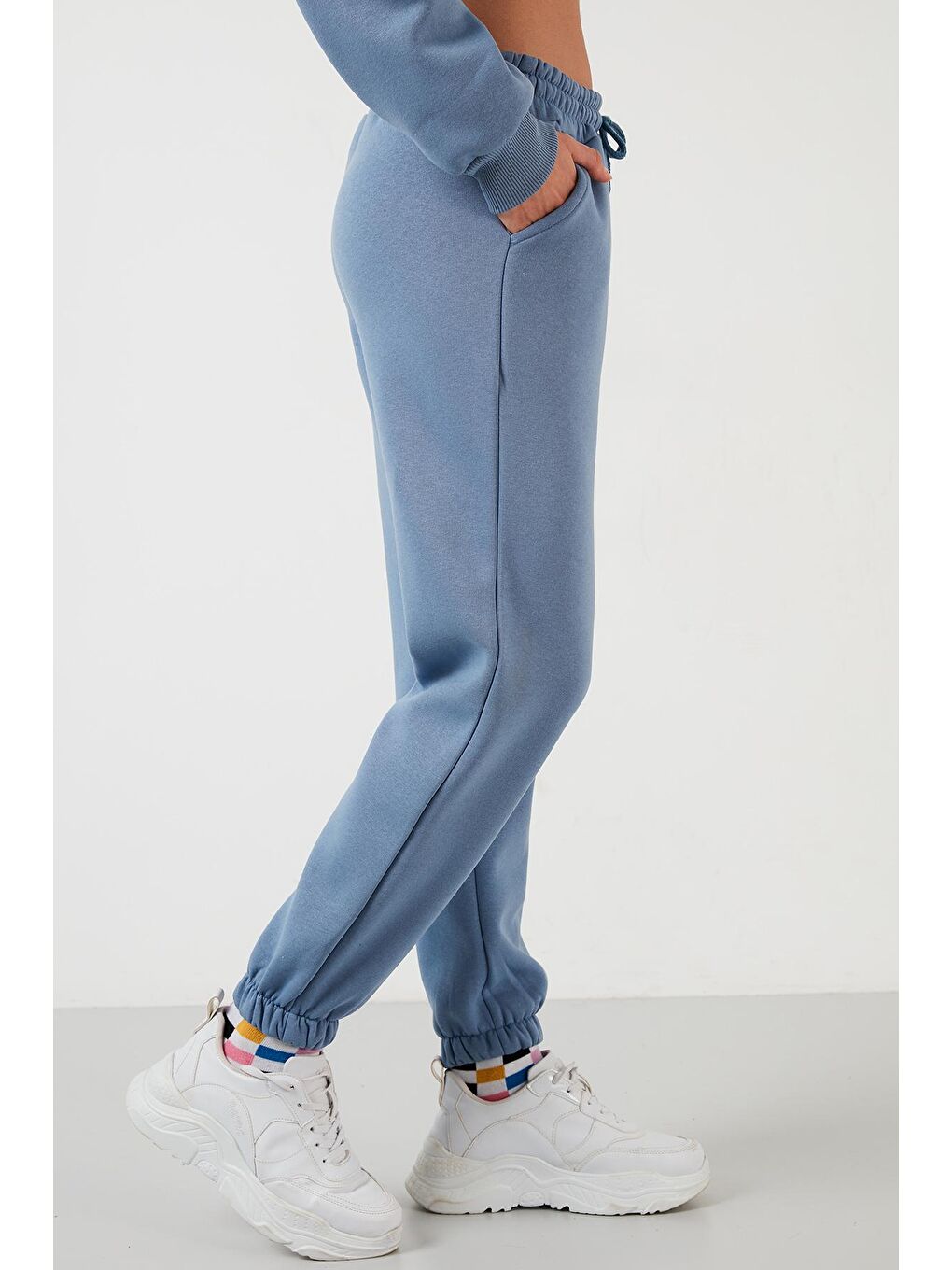 Mavi Bisiklet Yaka Pamuklu Cepli Crop Spor Takım 5864276-4