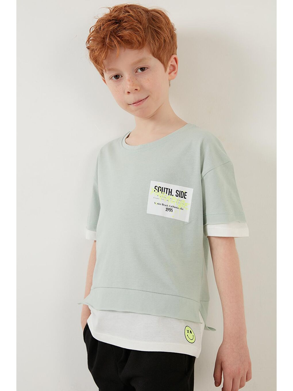 Yeşil % 100 Pamuk Baskılı Bisiklet Yaka 2'li Takım 59213413-1