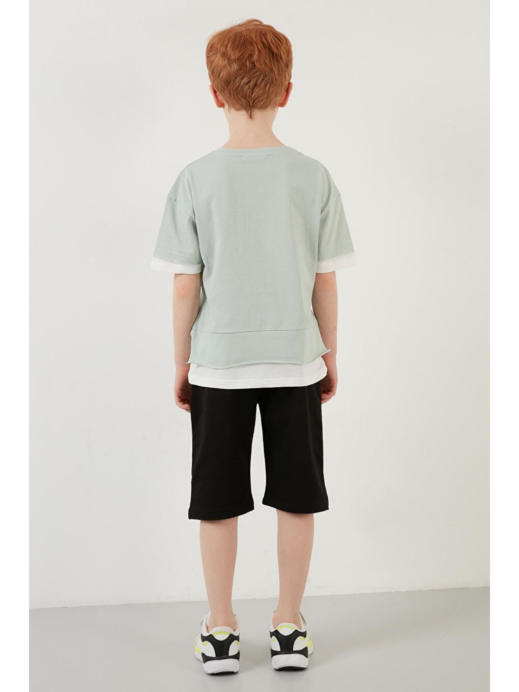 Yeşil % 100 Pamuk Baskılı Bisiklet Yaka 2'li Takım 59213413-4