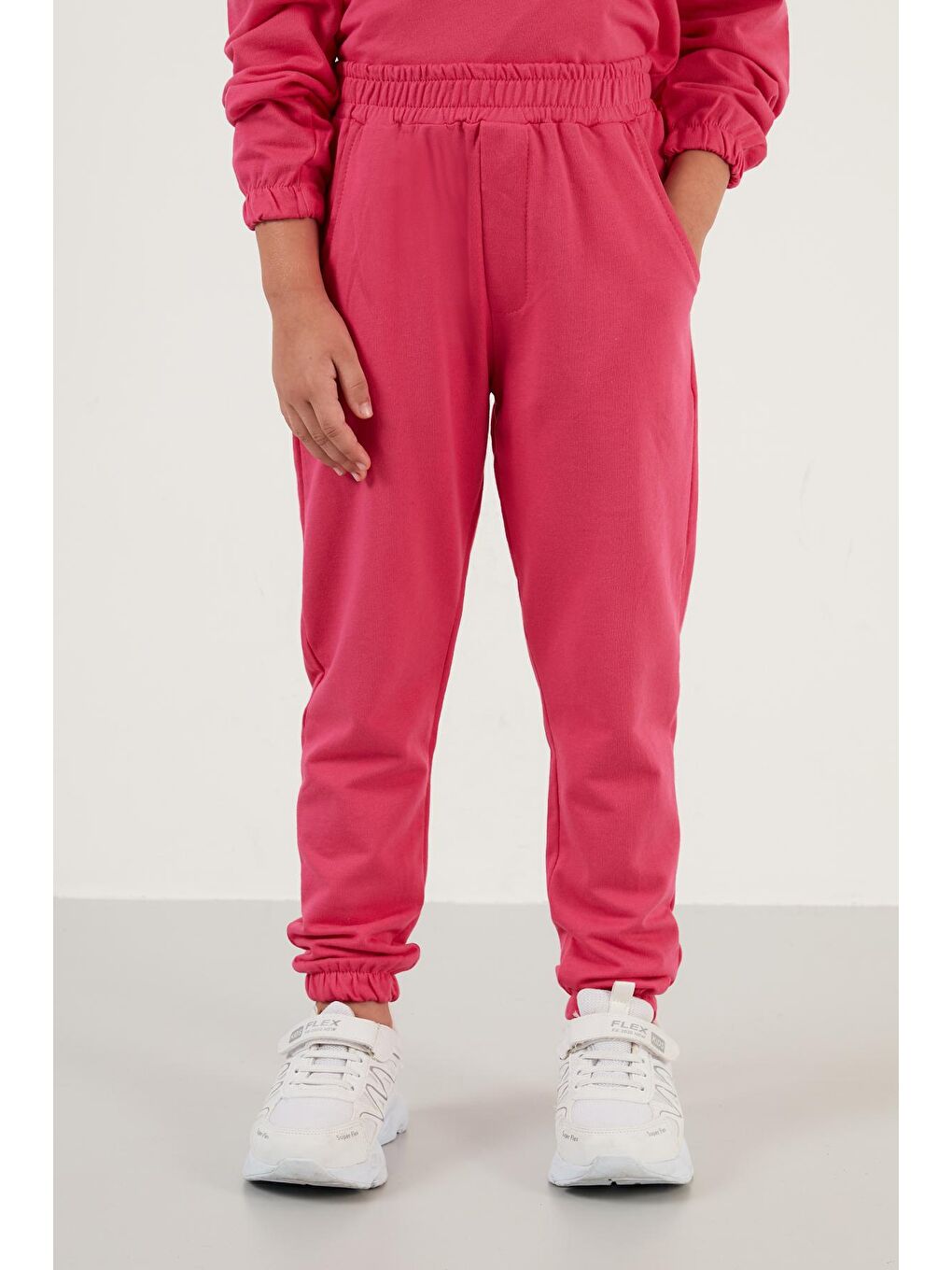 Fuşya Kapüşonlu Cepli % 100 Pamuk Unisex Çocuk Takım 5922021-4