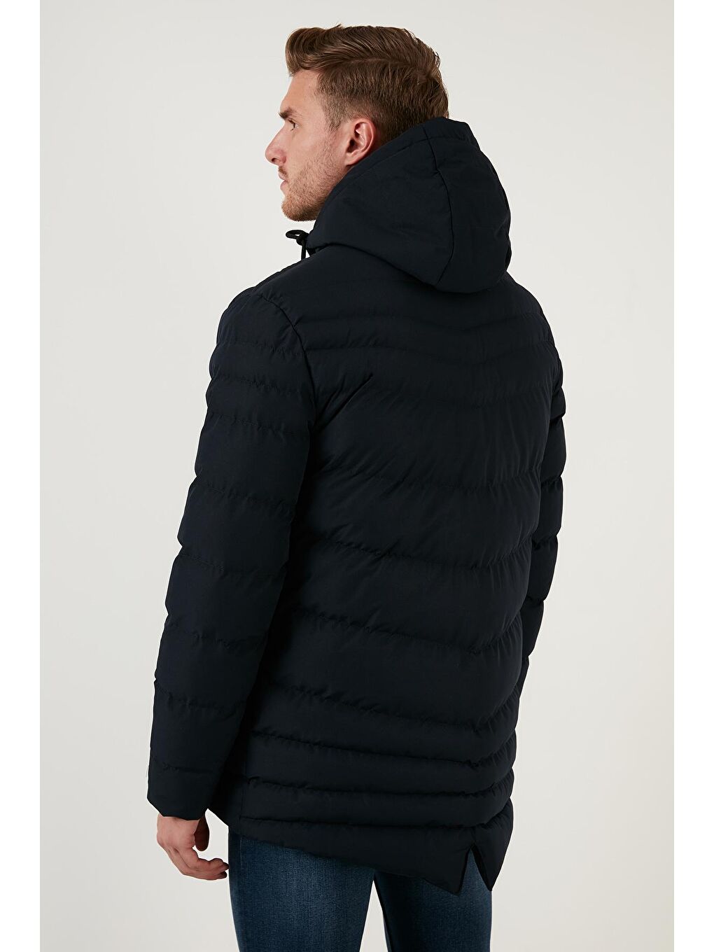 Lacivert Slim Fit Kapüşonlu Cepli Erkek Şişme Mont 6274818-4