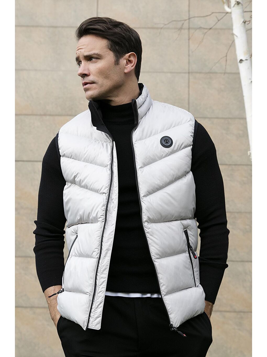 Gri Slim Fit Dik Yaka Cepli Şişme Yelek 6274850
