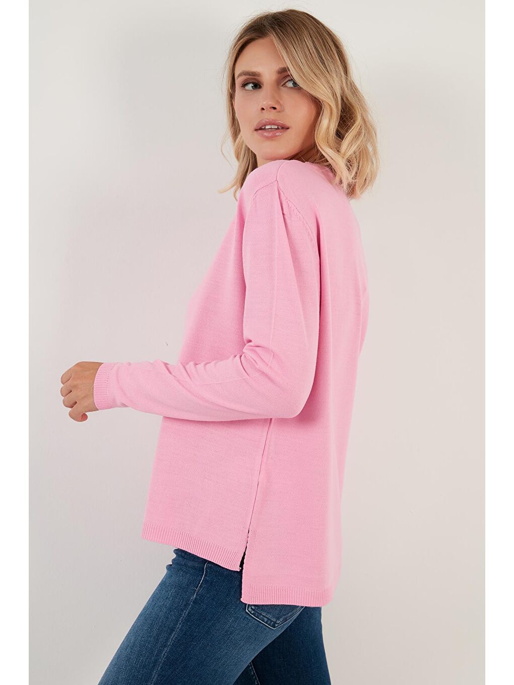 Pembe Soft Akrilik Bisiklet Yaka Triko Kazak 6327052-1