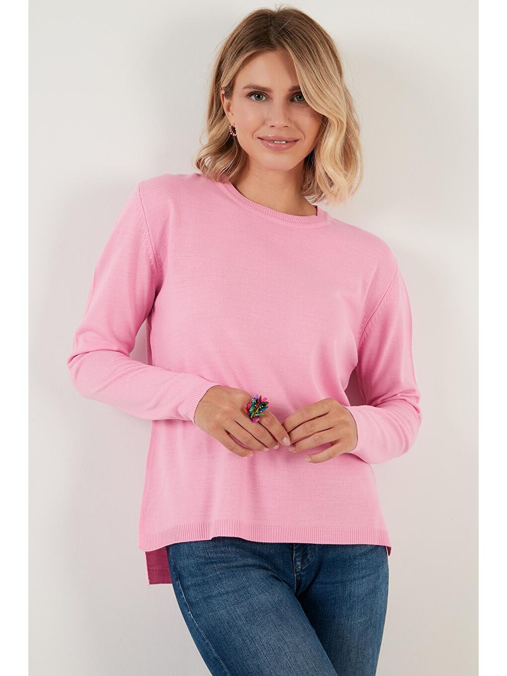 Pembe Soft Akrilik Bisiklet Yaka Triko Kazak 6327052-2