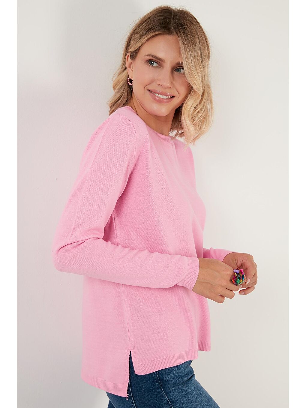 Pembe Soft Akrilik Bisiklet Yaka Triko Kazak 6327052-3