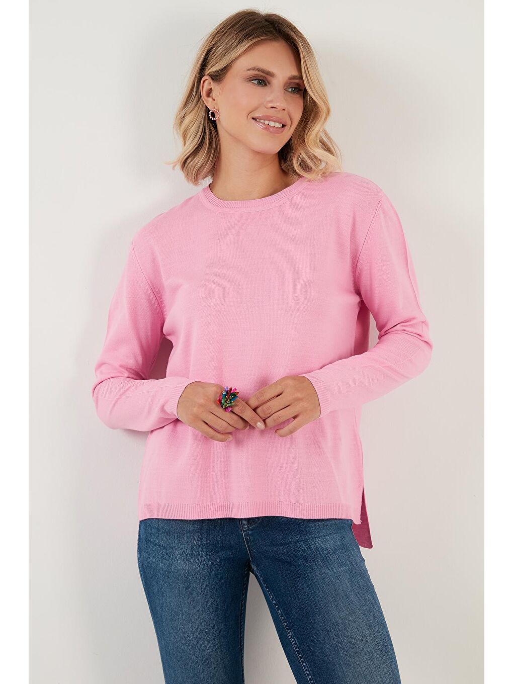 Pembe Soft Akrilik Bisiklet Yaka Triko Kazak 6327052-4