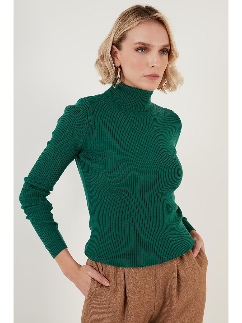 Yeşil Fitilli Balıkçı Yaka Triko Kazak 6328038