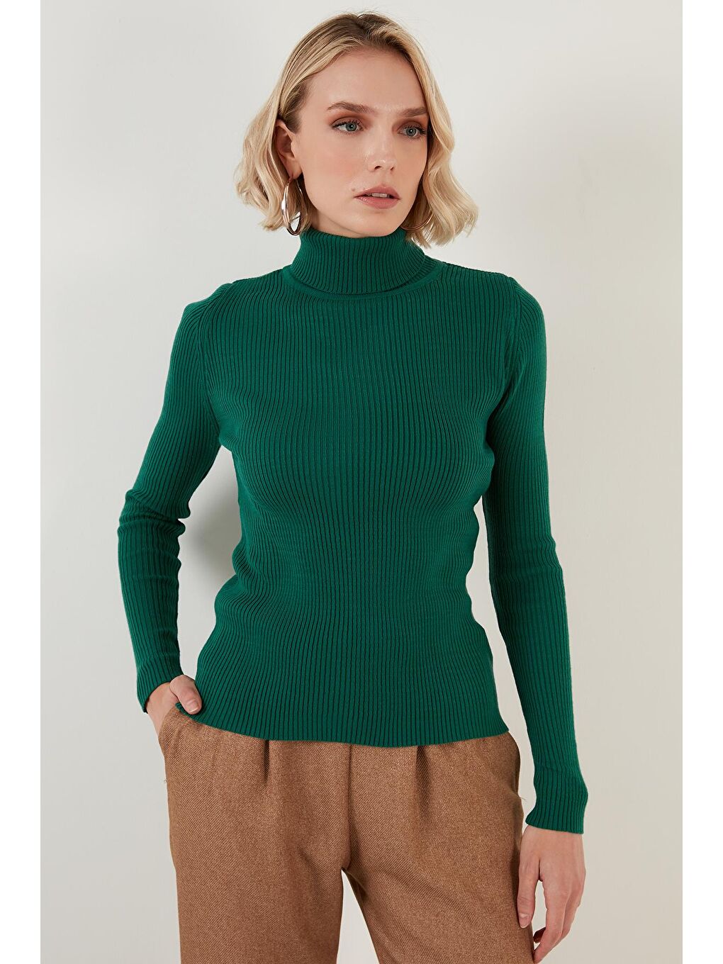 Yeşil Fitilli Balıkçı Yaka Triko Kazak 6328038-3