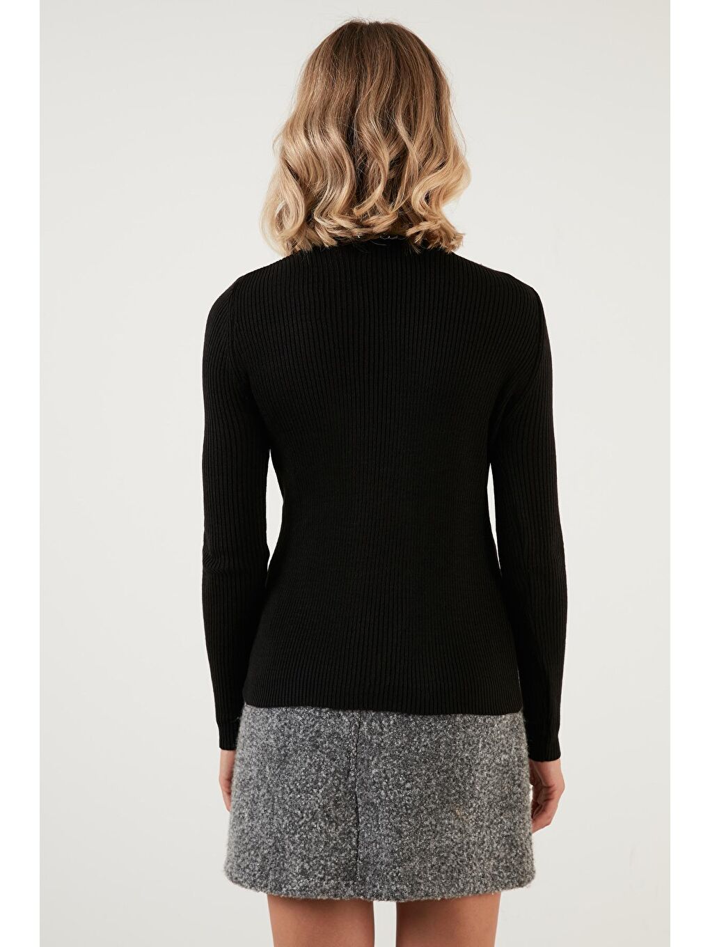 Siyah Fitilli Balıkçı Yaka Triko Kazak 6328038-4