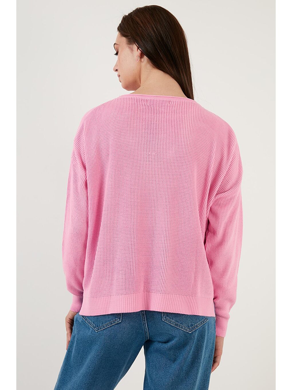 Pembe Bisiklet Yaka % 100 Soft Akrilik Kazak 6329371-4