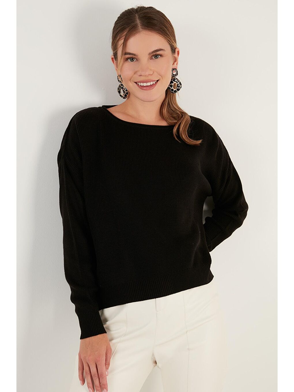 Siyah Bisiklet Yaka % 100 Soft Akrilik Kazak 6329371-2