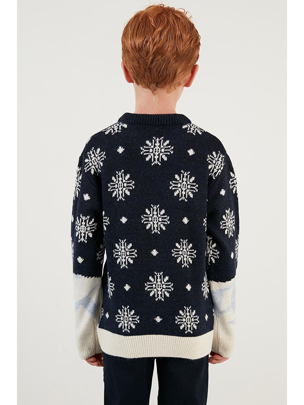 Lacivert Yılbaşı Temalı Bisiklet Yaka Kazak 633MJ335-4