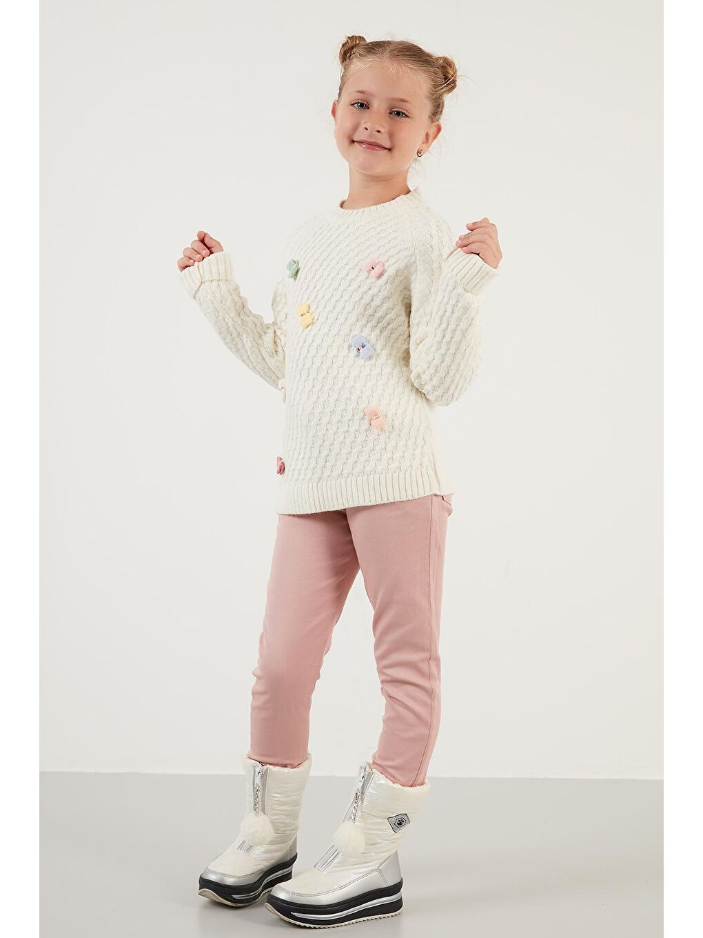 Ekru Bisiklet Yaka Fiyonk Detaylı Kazak 633MJ804-3