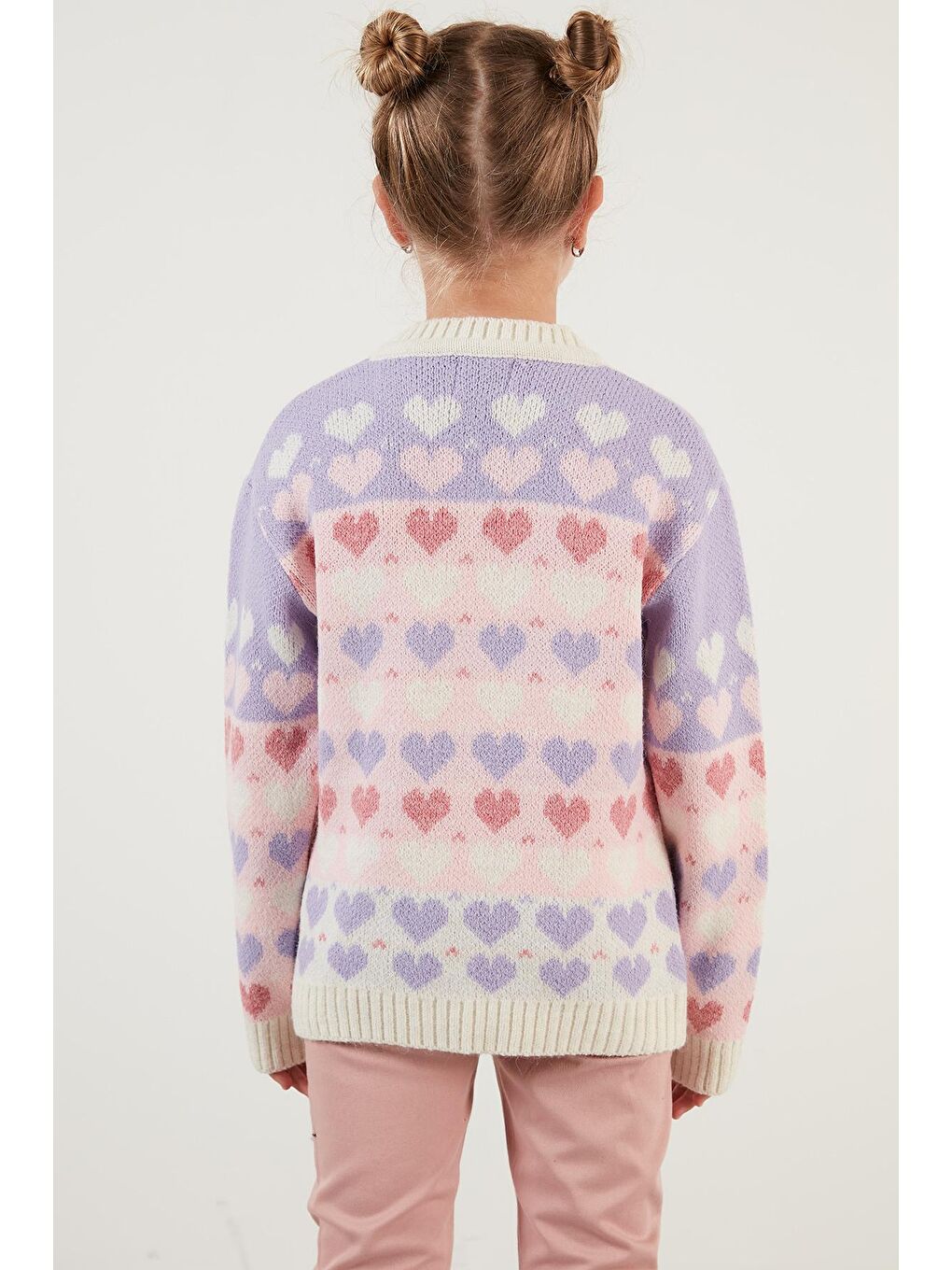 Ekru Kalp Desenli Bisiklet Yaka Kazak 633MJ818-4