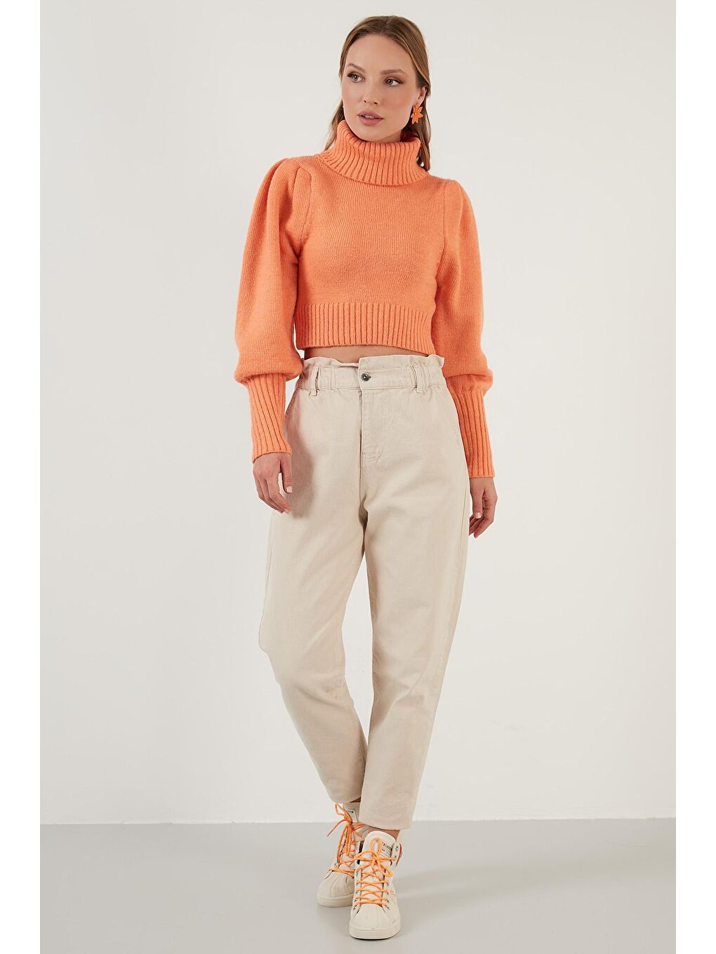 Mercan Kol Detaylı Boğazlı Yaka Kazak 63622534-3