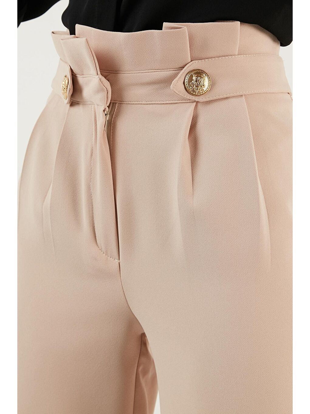 Kahverengi Yüksek Bel Bol Paça Kumaş Pantolon 6476001-4