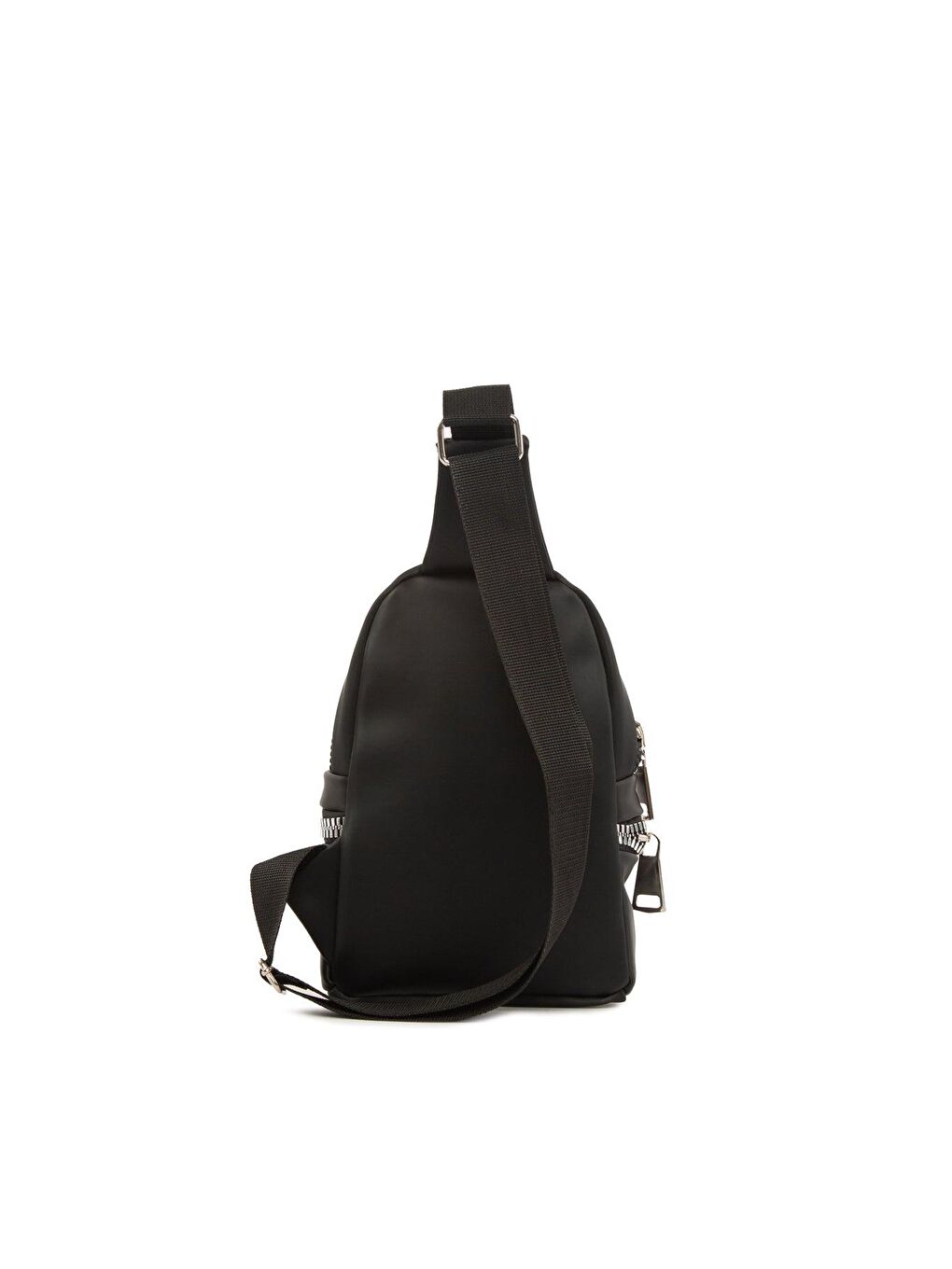 Siyah Kalın Fermuarlı Çapraz Saten Çanta-3