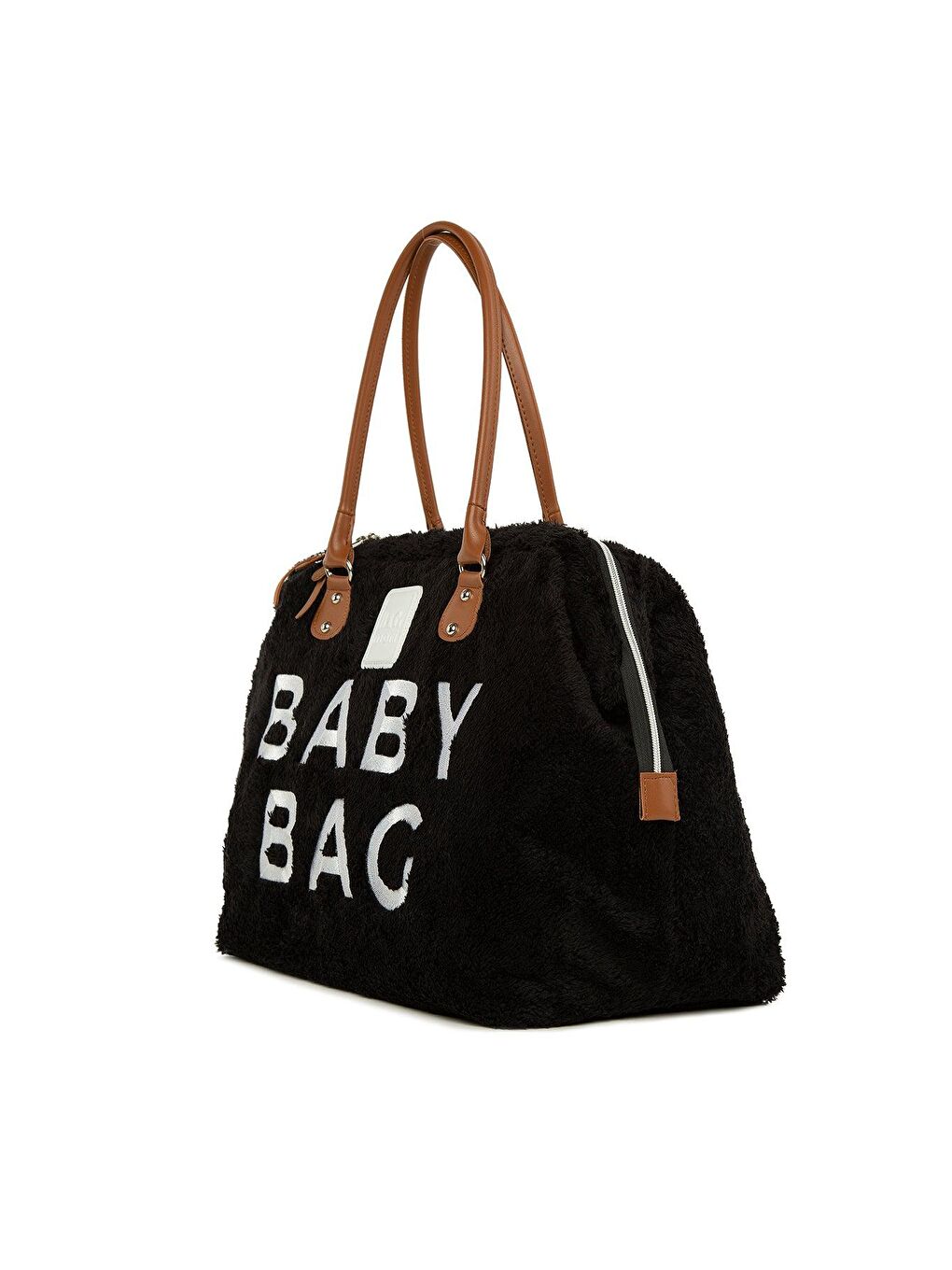 Bagmori Siyah Baby Bag Nakışlı Peluş Anne Bebek Çantası - 1