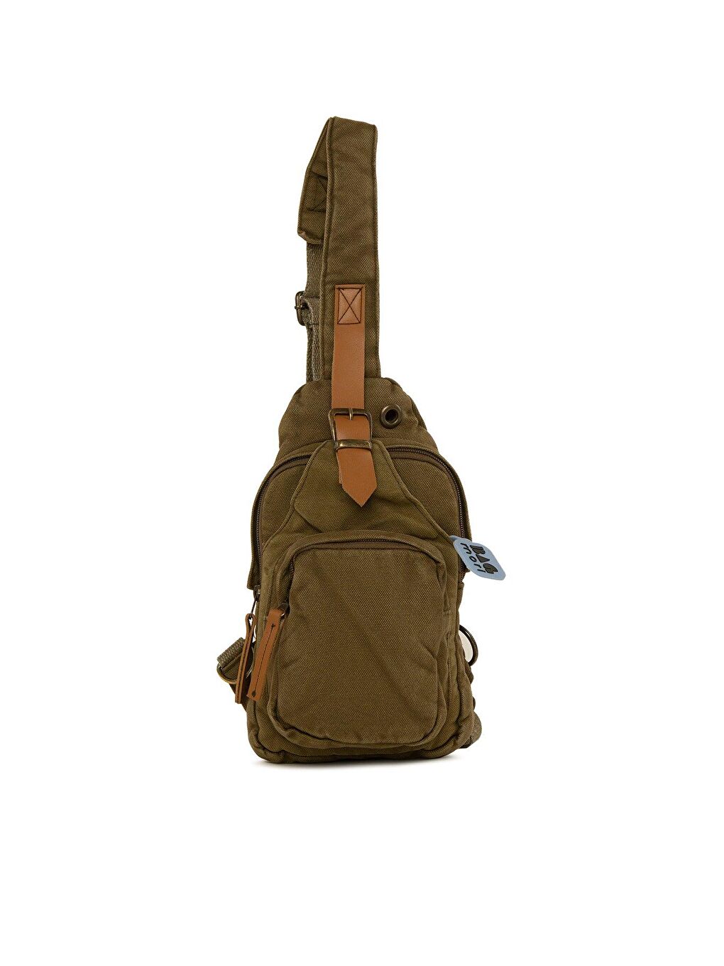 Haki Kemer Detaylı Yıkamalı Çapraz Denim Çanta