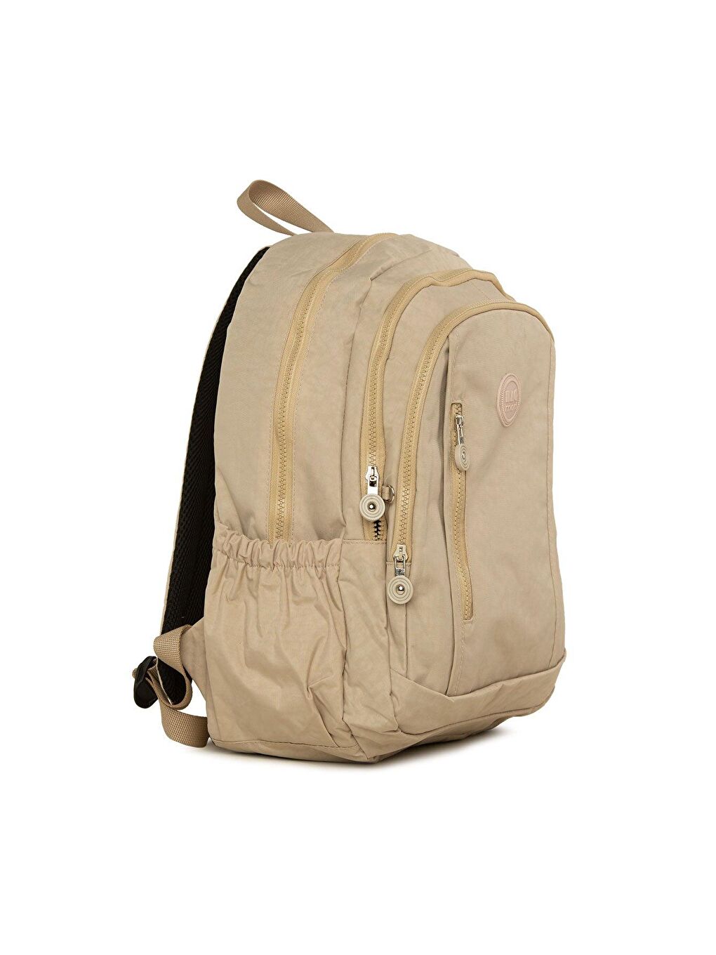 Ekru Çok Fermuarlı Çok Cepli Büyük Sırt Çantası-1