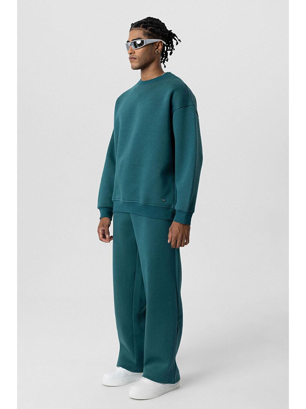 Basıc Oversize Eşofman Takım Petrol-4