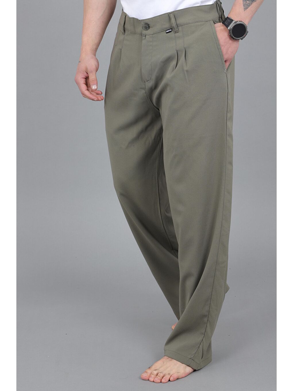 Yeşil Baggy Kumaş Pantolon MM 603_0441-1