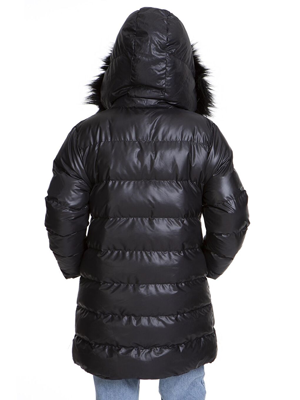 Siyah Kız Çocuk Kürklü Welsoftlu Peluş Trend Şişme Mont Ak2508-5