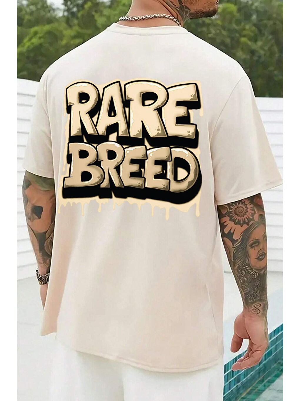 uyguntarz Bej Rare Breed Baskılı Tasarım Tshirt