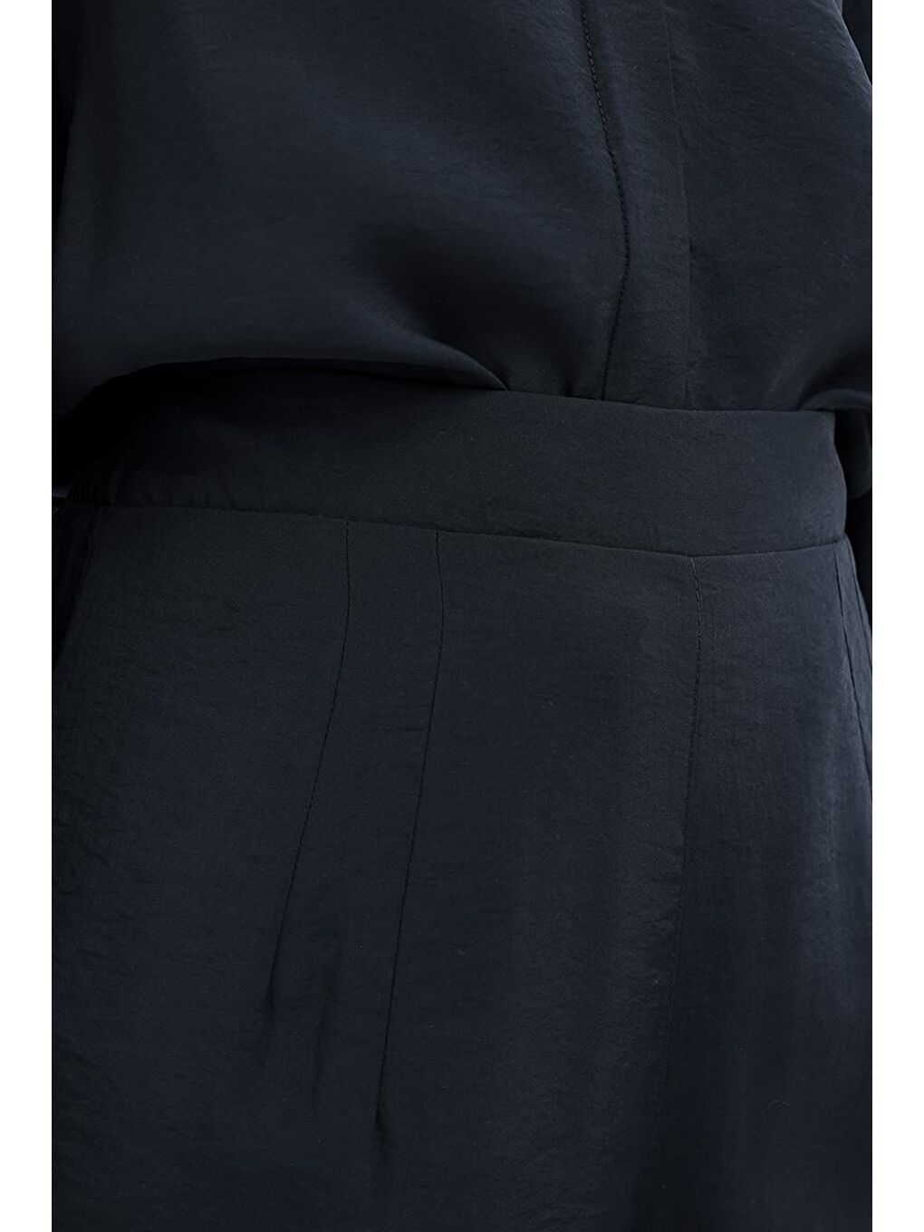 Siyah-Yandan Fermuarlı Modal Geniş Paça Pantolon-3