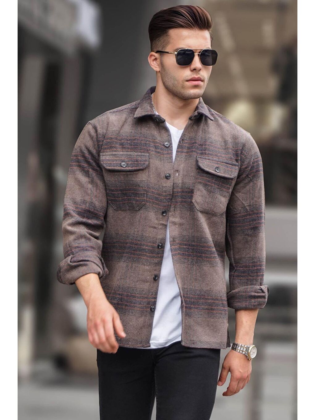 Kahverengi Ekoseli Oduncu Gömlek