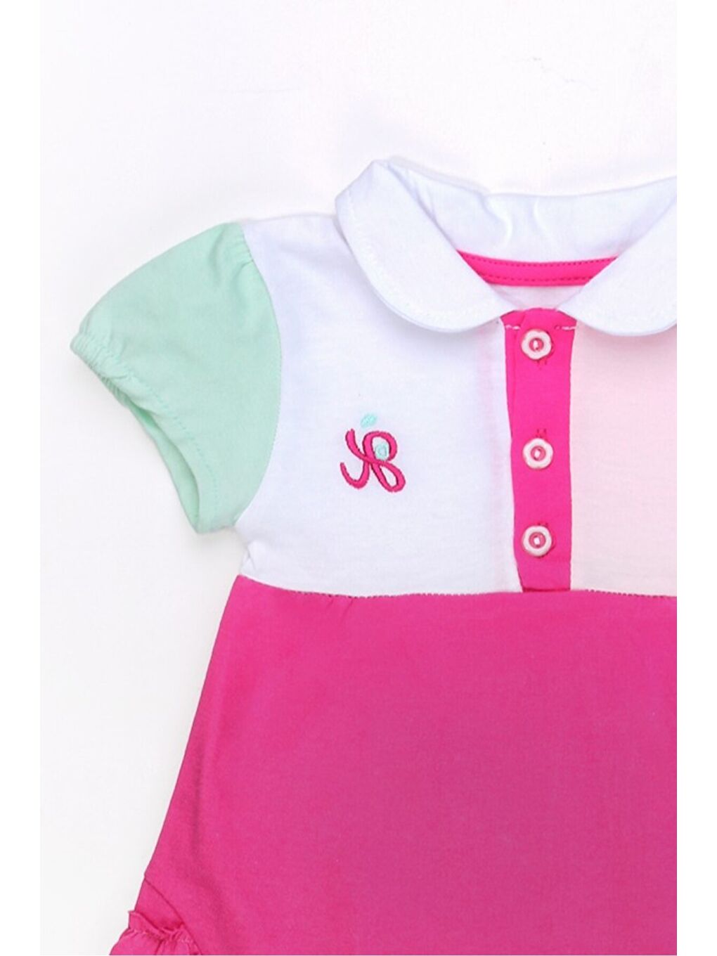 Pembe Kız Bebek Renkli Polo Yaka Tulum Yazlık Pamuk Bebek Tulum Şort Tulum-1