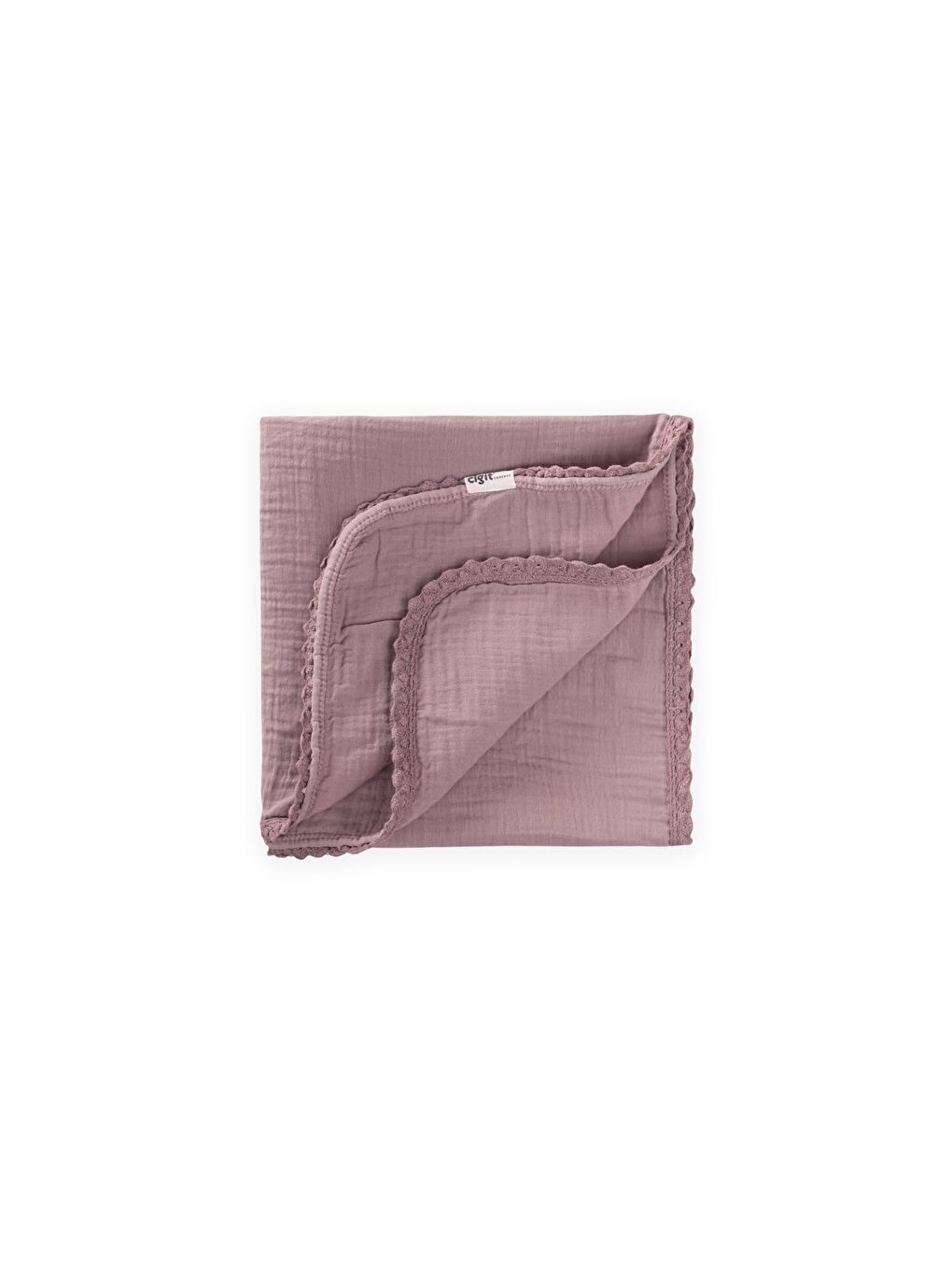 Turuncu Çiftkat Ponpon Şeritli Müslin Bebek Battaniyesi100x100 Cm +/- 3 Cm Bakır