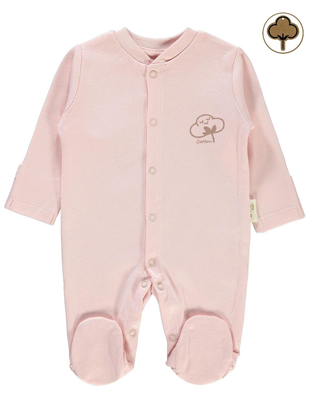 Baby Prematüre Organik Patikli Tulum Pembe