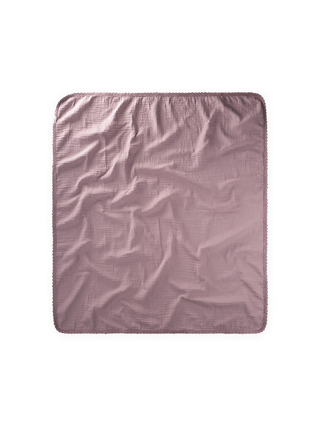 Turuncu Çiftkat Ponpon Şeritli Müslin Bebek Battaniyesi100x100 Cm +/- 3 Cm Bakır-1