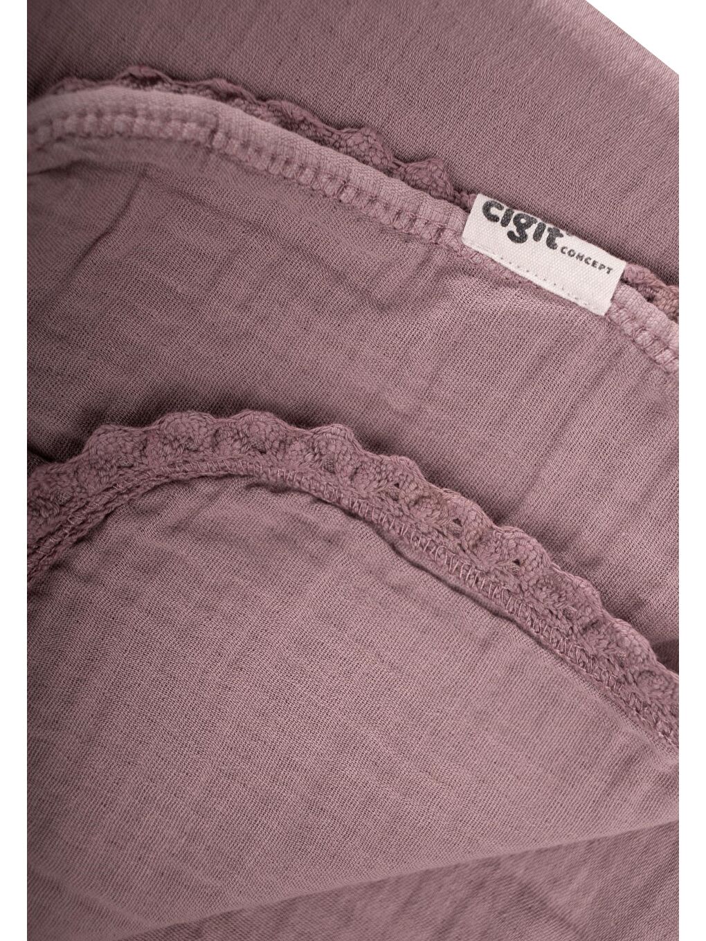 Turuncu Çiftkat Ponpon Şeritli Müslin Bebek Battaniyesi100x100 Cm +/- 3 Cm Bakır-2