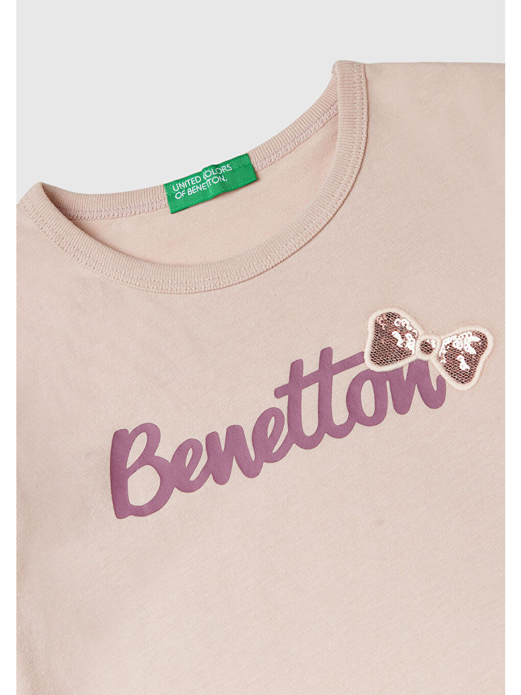 United Colors Of Benetton Kız Çocuk Toz Pembe Su Bazlı Baskılı ve İşlemeli Logolu Uzun Kollu T-Shirt - 2